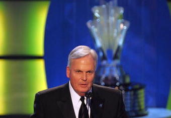NEW YORK - DECEMBER 05: Rick Hendrick, 2008 NASCAR Sprint Cup Championship Team Owner, speaks during the NASCAR Sprint Cup Series Awards Ceremony at the Waldorf Astoria on December 5, 2008 in New York City.  (Photo by Chris Trotman/Getty Images for NASCAR)