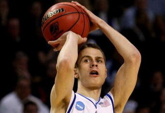 BOSTON - MARCH 26:  Jon Scheyer #30 of the Duke Blue Devils puts up a shot against the Villanova Wildcats during the NCAA Men's Basketball Tournament East Regionals at TD Banknorth Garden on March 26, 2009 in Boston, Massachusetts.  (Photo by Elsa/Getty Images)