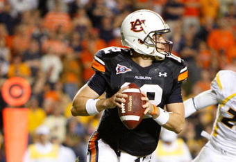 AUBURN, AL - SEPTEMBER 19:  Quarterback Chris Todd #12 of the Auburn Tigers against the West Virginia Mountaineers at Jordan-Hare Stadium on September 19, 2009 in Auburn, Alabama.  (Photo by Kevin C. Cox/Getty Images)