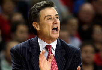 LOUISVILLE, KY - NOVEMBER 04:  Rick Pitino the Head Coach of the Lousville Cardinals gives instructions to his team during the game against the Bellarmine Knights at Freedom Hall on November 4, 2009 in Louisville, Kentucky.  (Photo by Andy Lyons/Getty Images)