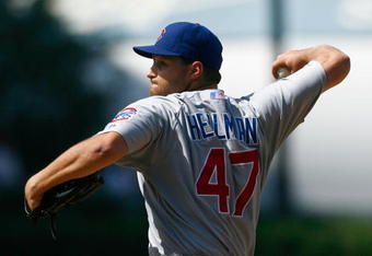 LOS ANGELES, CA - AUGUST 22:  Aaron Heilman #47 of the Chicago Cubs pitches against the Los Angeles Dodgers at Dodger Stadium on August 22, 2009 in Los Angeles, California.  (Photo by Jeff Gross/Getty Images)