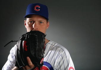 MESA, AZ - FEBRUARY 23:  Aaron Heilman of the Chicago Cubs poses during photo day at the Fitch Park Spring Training complex on February 23, 2009 in Mesa, Arizona. (Photo by Donald Miralle/Getty Images)