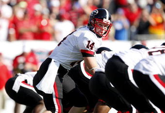 JACKSONVILLE, FL - OCTOBER 31:  Quarterback Joe Cox #14 of the Georgia Bulldogs against the Florida Gators at Jacksonville Municipal Stadium on October 31, 2009 in Jacksonville, Florida.  (Photo by Kevin C. Cox/Getty Images)