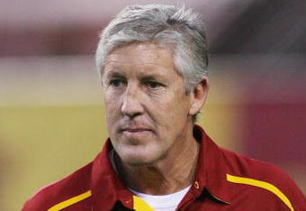 TEMPE, AZ - NOVEMBER 7:  Head coach Pete Carroll of the USC Trojans walks the sidelines before the game against the Arizona State Sun Devils on November 7, 2009 at Sun Devil Stadium in Tempe, Arizona.  USC won 14-9.  (Photo by Jeff Golden/Getty Images)