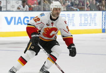 TORONTO, ON - NOVEMBER 14:  Daymond Langkow #22 of the Calgary Flames skates in a game against the Toronto Maple Leafs on November 14,2009 at the Air Canada Centre in Toronto, Ontario. The Flames won 5-2. (Photo by Claus Andersen/Getty Images) 