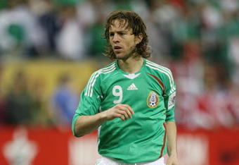 HOUSTON - FEBRUARY 06:  Forward Antonio De Nigris #9 of Mexico during first half action against the U.S. MNT February 6, 2008 at Reliant Stadium in Houston, Texas. (Photo by Bob Levey/Getty Images)