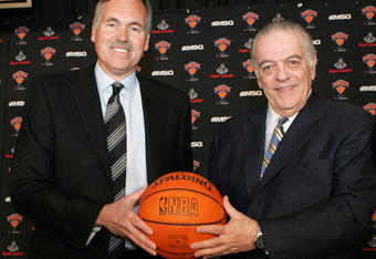 NEW YORK - MAY 13:  New head coach of the New York Knicks Mike D'Antoni (L) and team president Donnie Walsh (R) poses for a photo on May 13, 2008 at Madison Square Garden in New York City. NOTE TO USER: User expressly acknowledges and agrees that, by downloading and or using this Photograph, User is consenting to the terms and conditions of the Getty Images License Agreement.  (Photo by Mike Stobe/Getty Images)