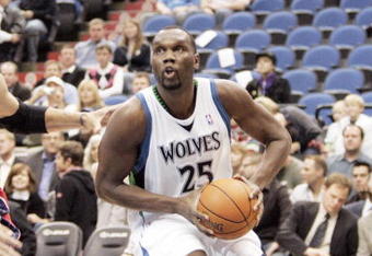 MINNEAPOLIS - OCTOBER 28: Al Jefferson #25 of the Minnesota Timberwolves drives to the basket against the New Jersey Nets at the Target Center on October 28, 2009 in Minneapolis, Minnesota. The Timberwolves defeated the Nets 95-93. NOTE TO USER: User expressly acknowledges and agrees that, by downloading and or using this photograph, User is consenting to the terms and conditions of the Getty Images License Agreement. (Photo by Genevieve Ross/Getty Images)