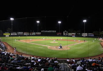 PHOENIX - OCTOBER 16:  General view as Washington Nationals prospect Stephen Strasburg #37, playing for the Phoenix Desert Dogs, pitches in the Arizona Fall League game against the Scottsdale Scorpions at Phoenix Municipal Stadium on October 16, 2009 in Phoenix, Arizona.  (Photo by Christian Petersen/Getty Images)