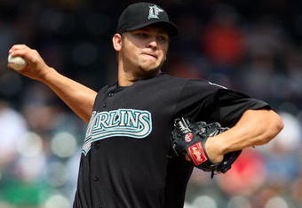 NEW YORK - APRIL 29:  Josh Johnson #55 of the Florida Marlins throws a pitch against the New York Mets on April 29, 2009 at Citi Field in the Flushing neighborhood of the Queens borough of New York City. The Marlins defeated the Mets 4-3.  (Photo by Jim McIsaac/Getty Images)