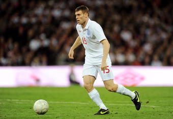 LONDON, ENGLAND - OCTOBER 14:  James Milner of England in action during the FIFA 2010 World Cup Group 6 Qualifying match between England and Belarus at Wembley Stadium on October 14, 2009 in London, England.  (Photo by Laurence Griffiths/Getty Images)
