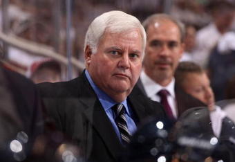 GLENDALE, AZ - OCTOBER 10:  Head coach Ken Hitchcock of the Columbus Blue Jackets looks during the NHL game against the Phoenix Coyotes at Jobing.com Arena on October 10, 2009 in Glendale, Arizona. The Blue Jackets defeated the Coyotes 2-0.  (Photo by Christian Petersen/Getty Images)