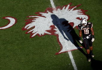 COLUMBIA, SC - NOVEMBER 14:  Kevin White #19 of the South Carolina Gamecocks walks on the field before their game against the Florida Gators at Williams-Brice Stadium on November 14, 2009 in Columbia, South Carolina.  (Photo by Streeter Lecka/Getty Images)