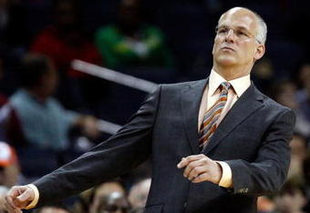 CHARLOTTE, NC - MARCH 16:  Head coach Jay Triano of the Toronto Raptors watches his team in action against the Charlotte Bobcats during their game at Time Warner Cable Arena on March 16, 2009 in Charlotte, North Carolina.  NOTE TO USER: User expressly acknowledges and agrees that, by downloading and/or using this Photograph, user is consenting to the terms and conditions of the Getty Images License Agreement.  (Photo by Streeter Lecka/Getty Images)