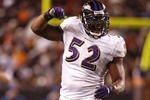CLEVELAND - NOVEMBER 16: Ray Lewis #52 of the Baltimore Ravens celebrates a defensive stop in the third quarter against the Cleveland Browns at Cleveland Browns Stadium on November 16, 2009 in Cleveland, Ohio.  (Photo by Matt Sullivan/Getty Images)