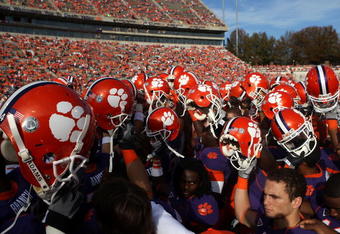 CLEMSON, SC - NOVEMBER 21:  The Clemson Tigers prepare for their game against the Virginia Cavaliers at Memorial Stadium on November 21, 2009 in Clemson, South Carolina.  (Photo by Streeter Lecka/Getty Images)