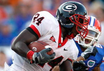 JACKSONVILLE, FL - OCTOBER 31:  Washaun Ealey #24 of the Georgia Bulldogs against the Florida Gators at Jacksonville Municipal Stadium on October 31, 2009 in Jacksonville, Florida.  (Photo by Kevin C. Cox/Getty Images)