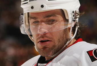 PHILADELPHIA - NOVEMBER 12:  Mike Fisher #12 of the Ottawa Senators on the ice against the Philadelphia Flyers at the Wachovia Center on November 12, 2009 in Philadelphia, Pennsylvania.  (Photo by Nick Laham/Getty Images)