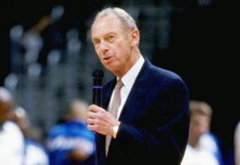 6 Feb 1999: Owner Abe Pollin of the Washington Wizards talks to the crowd during the game against the Washington Wizards at the MCI Center in Washington,D.C. The Wizards defeated the Raptors 98-97. Mandatory Credit: Ezra O. Shaw  /Allsport