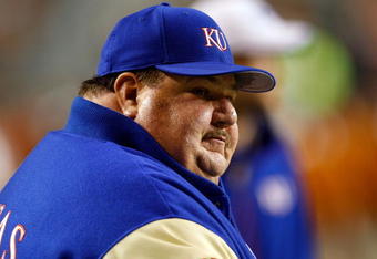 AUSTIN, TX - NOVEMBER 21:  Head coach Mark Mangino of the Kansas Jayhawks on the field before a game against the Texas Longhorns at Darrell K Royal-Texas Memorial Stadium on November 21, 2009 in Austin, Texas.  (Photo by Ronald Martinez/Getty Images)
