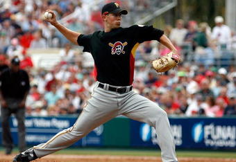 FORT MYERS, FL - MARCH 04:  Pitcher Bryan Bullington #49 of the Pittsburgh Pirates pitches against the Boston Red Sox on March 4, 2008 at City of Palms Park in Ft. Myers, Florida.  (Photo by J. Meric/Getty Images)
