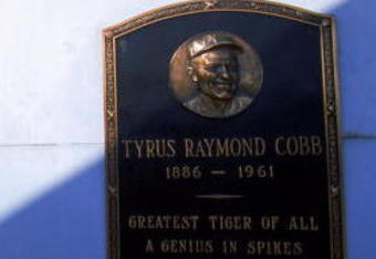 27 Sep 1999:  A view of the Tiger Stadium with Tyrus Raymond Cobb plaque taken during the last game played at the Tiger Stadium against the Kansas City Royals in Detroit, Michigan. The Tigers defeated the Royals 8-2. Mandatory Credit: Ezra O. Shaw  /Allsport