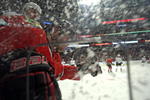 CHICAGO - NOVEMBER 09: John Madden #11 of the Chicago Blackhawks is checked into the boards by Jack Johnson #3 of the Los Angeles Kings at the United Center on November 9, 2009 in Chicago, Illinois. (Photo by Jonathan Daniel/Getty Images)