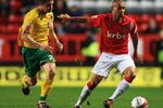 LONDON, ENGLAND - NOVEMBER 24:  Scott Wagstaff of Charlton Athletic holds back Stuart Campbell of Bristol Rovers during the Coca Cola League One Match between Charlton Athletic and Bristol Rovers at the Valley on November 24, 2009 in London, England.  (Photo by Bryn Lennon/Getty Images)