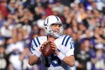 BALTIMORE - NOVEMBER 22:  Peyton Manning #18 of the Indianapolis Colts looks to make a pass play during the game against the Baltimore Ravens at M&T Bank Stadium on November 22, 2009 in Baltimore, Maryland. The Colts defeated the Ravens 17-15. (Photo by Larry French/Getty Images)