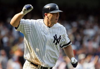 NEW YORK - AUGUST 15:  Shelley Duncan #17 of the New York Yankees celebrates his ninth inning game-tying three-run home run against the Baltimore Orioles  at Yankee Stadium on August 15, 2007 in the Bronx borough of New York City.The Orioles defeated the Yankees 6-3 in ten innings.  (Photo by Jim McIsaac/Getty Images)