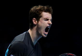 LONDON, ENGLAND - NOVEMBER 26:  Andy Murray of Great Britain celebrates a point during the men's singles round robin match against Fernando Verdasco of Spain during the Barclays ATP World Tour Finals at the O2 Arena on November 26, 2009 in London, England.  (Photo by Clive Brunskill/Getty Images)