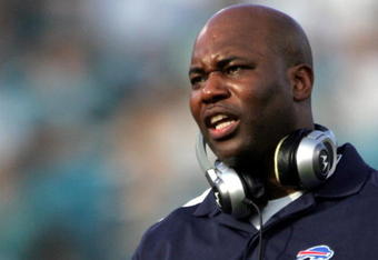 JACKSONVILLE, FL - NOVEMBER 22:  Head Coach Perry Fewell  of the Buffalo Bills watches his team  against the Jacksonville Jaguars at Jacksonville Municipal Stadium on November 22, 2009 in Jacksonville, Florida.  Jacksonville defeated Buffalo 18-15.  (Photo by Marc Serota/Getty Images)