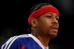 LOS ANGELES, CA - NOVEMBER 14:  Allen Iverson #1 of the Detroit Pistons warms up for the game with the Los Angeles Lakers on November 14, 2008 at Staples Center in Los Angeles, California. The Pistons won 106-95.   NOTE TO USER: User expressly acknowledges and agrees that, by downloading and/or using this Photograph, user is consenting to the terms and conditions of the Getty Images License Agreement.  (Photo by Stephen Dunn/Getty Images)