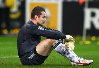 PARIS - FRANCE-NOVEMBER 18:  Shay Given of Ireland reacts after the 1-1 draw which saw his team lose 2-1 on aggregate during the France v Republic of Ireland FIFA 2010 World Cup Qualifying Play Off second leg match at the Stade de France on November 18, 2009 in Paris, France.  (Photo by Michael Steele/Getty Images)