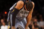 LOS ANGELES, CA - NOVEMBER 06:  Allen Iverson #3 of the Memphis Grizzlies on the court against the Los Angeles Lakers on November 6, 2009 at Staples Center in Los Angeles, California. The Lakers won 114-98. NOTE TO USER: User expressly acknowledges and agrees that, by downloading and/or using this Photograph, user is consenting to the terms and conditions of the Getty Images License Agreement.  (Photo by Stephen Dunn/Getty Images)