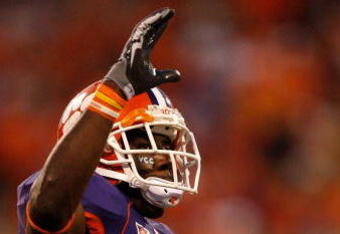 CLEMSON, SC - NOVEMBER 21:  C.J. Spiller #28 of the Clemson Tigers waves to fans during a 34-21 victory over the Virginia Cavaliers at Memorial Stadium on November 21, 2009 in Clemson, South Carolina.  (Photo by Streeter Lecka/Getty Images)