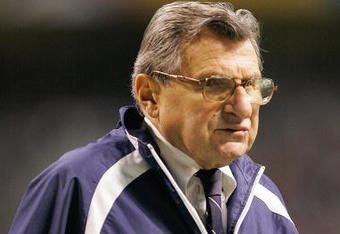 SAN ANTONIO - DECEMBER 29:  Head Coach Joe Paterno of the Penn State Nittany Lions looks on during the game against the Texas A&M Aggies during the Valero Alamo Bowl on December 29, 2007 at the Alamodome in San Antonio, Texas.  Penn State won 24-17.  (Photo by Brian Bahr/Getty Images)