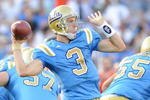 PASADENA, CA - NOVEMBER 08:   Kevin Craft #3 of the UCLA Bruins looks to pass against the Oregon State Beavers at the Pasadena Rose Bowl on November 8, 2008 in Pasadena, California.  (Photo by Lisa Blumenfeld/Getty Images)