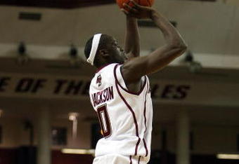 CHESTNUT HILL, MA - FEBRUARY 10:  Reggie Jackson #0 of the Boston College Eagles takes a shot against the Clemson Tigers on February 10, 2009 at Conte Forum in Chestnut Hill, Massachusetts.  (Photo by Elsa/Getty Images)