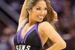 PHOENIX - NOVEMBER 25:  A Phoenix Suns cheerleader performes during the NBA game against  the Memphis Grizzlies at US Airways Center on November 25, 2009 in Phoenix, Arizona. The Suns defeated the Grizzlies 126-111.  NOTE TO USER: User expressly acknowledges and agrees that, by downloading and or using this photograph, User is consenting to the terms and conditions of the Getty Images License Agreement.  (Photo by Christian Petersen/Getty Images)