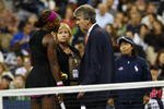 NEW YORK - SEPTEMBER 12:  Serena Williams (L) argues with Brian Early (R) and Donna Kelso (C) after disqualified for a default during the Women's Singles Semifinal match against to Kim Clijsters of Belgium on day thirteen of the 2009 U.S. Open at the USTA Billie Jean King National Tennis Center on September 12, 2009 in the Flushing neighborhood of the Queens borough of New York City.  (Photo by Julian Finney/Getty Images)