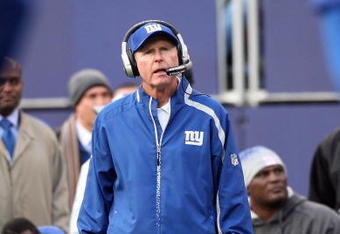 EAST RUTHERFORD, NJ - NOVEMBER 22:  Head coach Tom Coughlin of the New York Giants looks on against the Atlanta Falcons on November 22, 2009 at Giants Stadium in East Rutherford, New Jersey. The Giants defeated the Falcons 34-31 in overtime.  (Photo by Jim McIsaac/Getty Images)