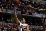 INDIANAPOLIS - MARCH 13:  Talor Battle #12 of the Penn State Nittany Lions drives for a shot attempt against the Illinois Fighting Illini during the Big Ten Men's Basketball Tournament at Conseco Fieldhouse on March 13, 2008 in Indianapolis, Indiana. Illionis won 64-63. (Photo by Jonathan Daniel/Getty Images)