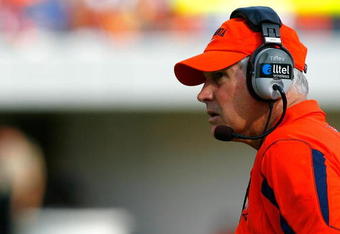 CHARLOTTESVILLE, VA - AUGUST 30:  Head coach Al Groh of the Virginia Cavaliers looks on against the Southern California Trojans during the game at Scott Stadium on August 30, 2008 in Charlottesville, Virginia.  (Photo by Kevin C. Cox/Getty Images)