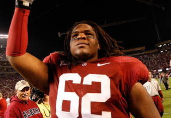 TUSCALOOSA, AL - NOVEMBER 07:  Terrence Cody #62 of the Alabama Crimson Tide against the Louisiana State University Tigers at Bryant-Denny Stadium on November 7, 2009 in Tuscaloosa, Alabama.  (Photo by Kevin C. Cox/Getty Images)