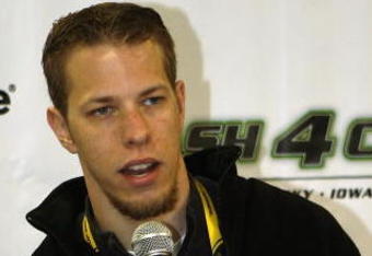 MEMPHIS, TN - OCTOBER 23:  Brad Keselowski, driver of the #88 Degree Chevrolet address the media about the Nationwide program  Dash 4 Cash before practicing for the Kroger 'On Track For  Cure' 250 race at the Memphis Motorsports Park on October 23, 2009 in Memphis, Tennessee.  (Photo by John Sommers II/Getty Images)
