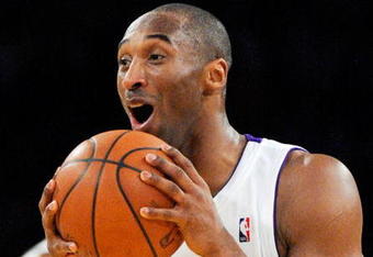 LOS ANGELES, CA - NOVEMBER 29:  Kobe Bryant #24  the Los Angeles Lakers reacts after being called for a foul against Courtney Lee #6 of the New Jersey Nets during the first quarter of the NBA basketball game at Staples Center on November 29, 2009 in Los Angeles, California. NOTE TO USER: User expressly acknowledges and agrees that, by downloading and/or using this Photograph, user is consenting to the terms and conditions of the Getty Images License Agreement.  (Photo by Kevork Djansezian/Getty Images)