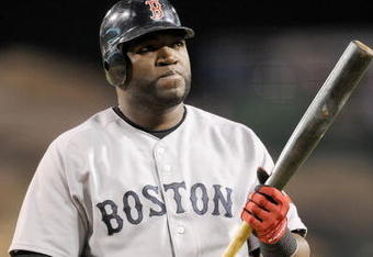 ANAHEIM, CA - OCTOBER 08:  David Ortiz #34 of the Boston Red Sox reacts to striking out during Game One of the ALDS against the Los Angeles Angels of Anaheim during the 2009 MLB Playoffs at Angel Stadium on October 8, 2009 in Anaheim, California. The Angels defeated the Red Sox 5-0.  (Photo by Lisa Blumenfeld/Getty Images)