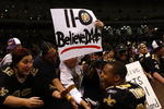 NEW ORLEANS - NOVEMBER 30: Pierre Thomas #23 of the New Orleans Saints celebrates with fans after their 38-17 win over the New England Patriots at Louisana Superdome on November 30, 2009 in New Orleans, Louisiana. (Photo by Scott Halleran/Getty Images)