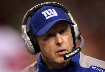 DENVER - NOVEMBER 26:  Head coach Tom Coughlin of the New York Giants leads his team against the Denver Broncos during NFL action at Invesco Field at Mile High on November 26, 2009 in Denver, Colorado. The Broncos defeated the Giants 26-6.  (Photo by Doug Pensinger/Getty Images)